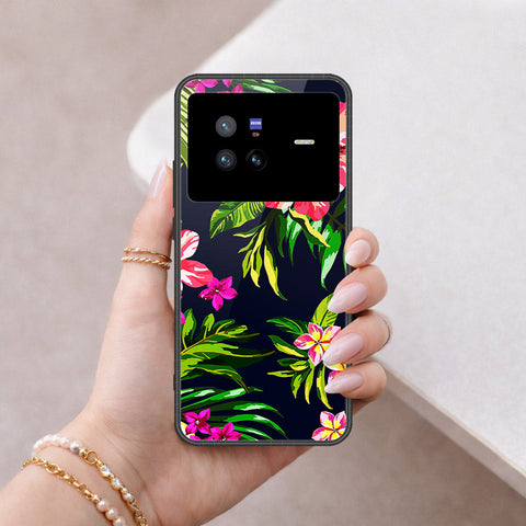 Vivo X80 Cover - Floral Series - HQ Ultra Shine Premium Infinity Glass Soft Silicon Borders Case