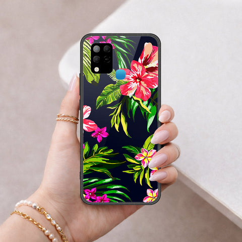 Infinix Hot 10s Cover - Floral Series - HQ Ultra Shine Premium Infinity Glass Soft Silicon Borders Case