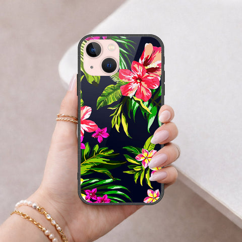 iPhone 14 - Floral Series - HQ Ultra Shine Premium Infinity Glass Soft Silicon Borders Case