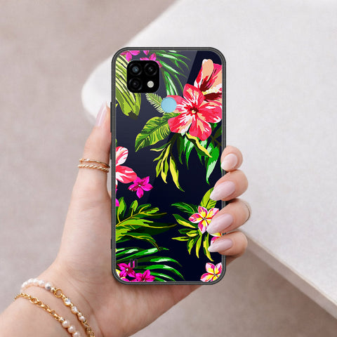 Realme C21 Cover - Floral Series - HQ Ultra Shine Premium Infinity Glass Soft Silicon Borders Case