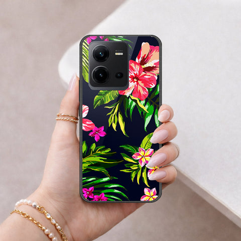 Vivo V25e Cover - Floral Series - HQ Ultra Shine Premium Infinity Glass Soft Silicon Borders Case
