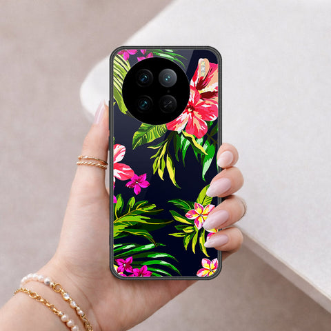Vivo X90 Pro Cover - Floral Series - HQ Ultra Shine Premium Infinity Glass Soft Silicon Borders Case