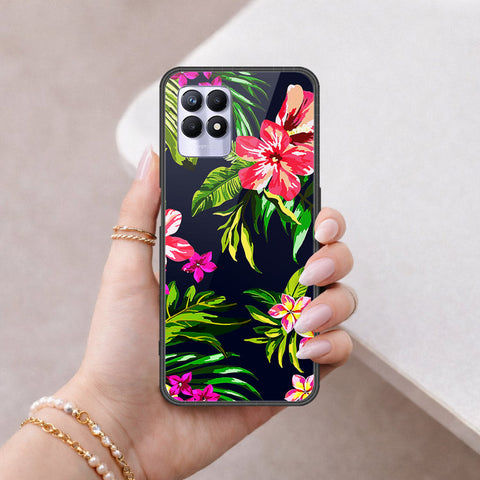 Realme 8i Cover - Floral Series - HQ Ultra Shine Premium Infinity Glass Soft Silicon Borders Case