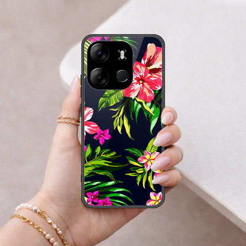 Tecno Spark Go 2023 Cover - Floral Series - HQ Ultra Shine Premium Infinity Glass Soft Silicon Borders Case