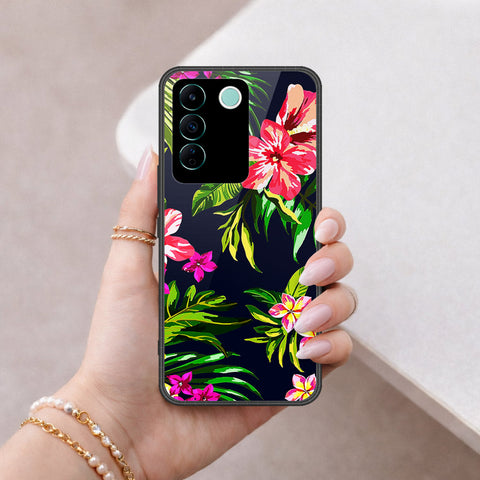 Vivo V27e Cover - Floral Series - HQ Ultra Shine Premium Infinity Glass Soft Silicon Borders Case