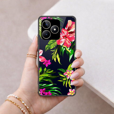 Realme C53 Cover - Floral Series - HQ Ultra Shine Premium Infinity Glass Soft Silicon Borders Case