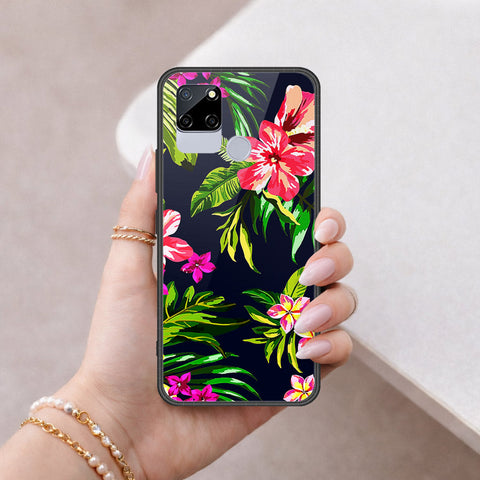 Realme C12 Cover - Floral Series - HQ Ultra Shine Premium Infinity Glass Soft Silicon Borders Case