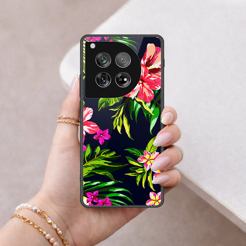 OnePlus 12 Cover - Floral Series - HQ Ultra Shine Premium Infinity Glass Soft Silicon Borders Case