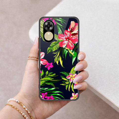 Oppo A17k Cover - Floral Series - HQ Ultra Shine Premium Infinity Glass Soft Silicon Borders Case