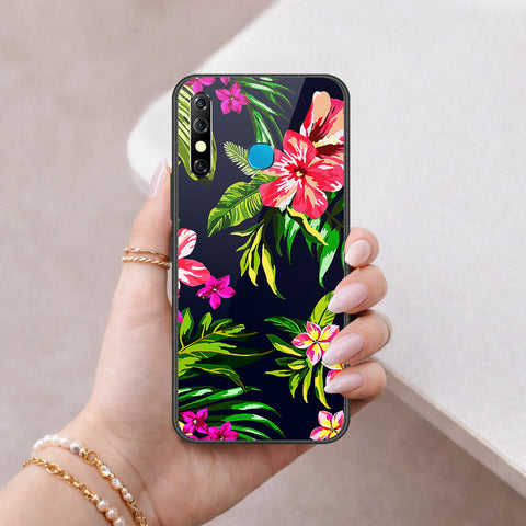Infinix Hot 8 Cover - Floral Series - HQ Ultra Shine Premium Infinity Glass Soft Silicon Borders Case