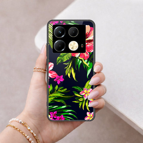 Infinix Note 40 Cover - Floral Series - HQ Ultra Shine Premium Infinity Glass Soft Silicon Borders Case