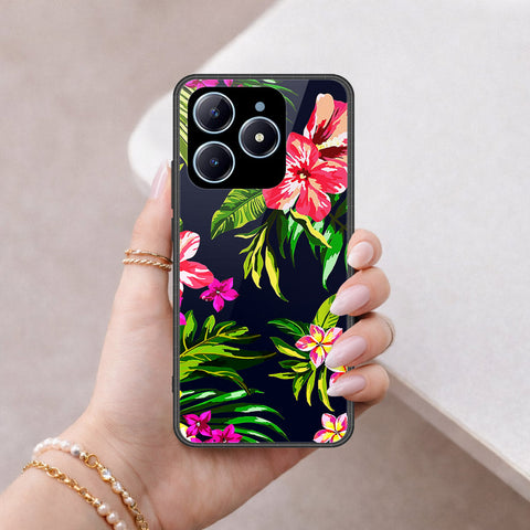 Realme C63 Cover - Floral Series - HQ Ultra Shine Premium Infinity Glass Soft Silicon Borders Case