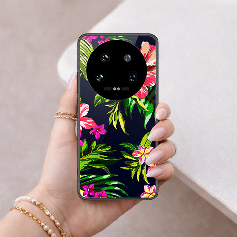 Xiaomi 14 Ultra Cover - Floral Series - HQ Ultra Shine Premium Infinity Glass Soft Silicon Borders Case