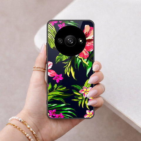 Xiaomi Redmi A3 Cover - Floral Series - HQ Ultra Shine Premium Infinity Glass Soft Silicon Borders Case