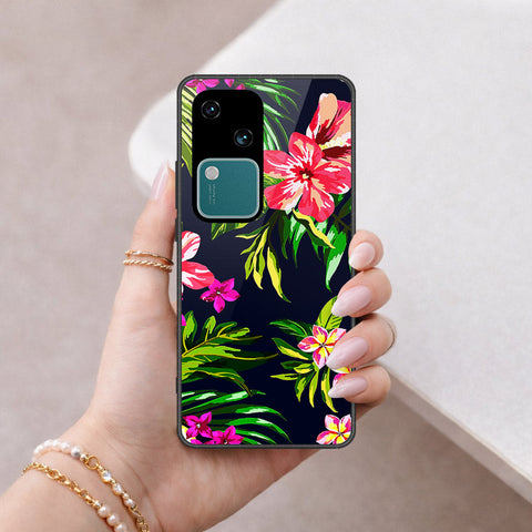 Vivo S18 Cover - Floral Series - HQ Ultra Shine Premium Infinity Glass Soft Silicon Borders Case