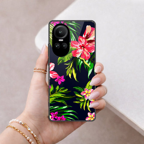 Oppo Reno 10 Pro Cover - Floral Series - HQ Ultra Shine Premium Infinity Glass Soft Silicon Borders Case