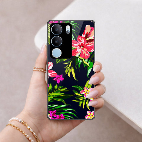 Vivo V29 Cover - Floral Series - HQ Ultra Shine Premium Infinity Glass Soft Silicon Borders Case
