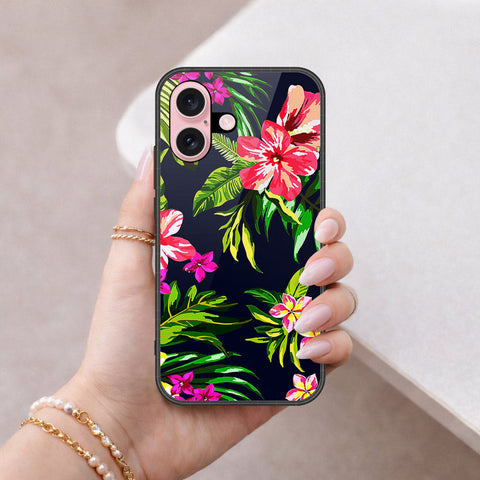 iPhone 16 - Floral Series - HQ Ultra Shine Premium Infinity Glass Soft Silicon Borders Case