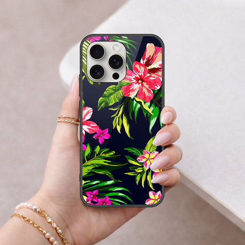 iPhone 16 Pro Max - Floral Series - HQ Ultra Shine Premium Infinity Glass Soft Silicon Borders Case