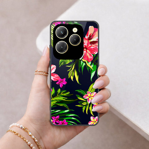 Infinix Hot 40 Cover - Floral Series - HQ Ultra Shine Premium Infinity Glass Soft Silicon Borders Case