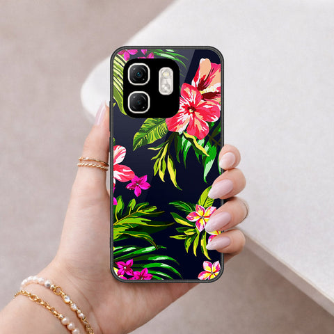 Infinix Hot 50i Cover - Floral Series - HQ Ultra Shine Premium Infinity Glass Soft Silicon Borders Case