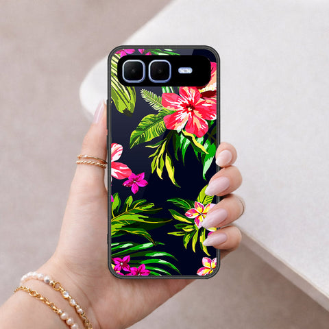 Infinix Smart 10 Plus Cover - Floral Series - HQ Ultra Shine Premium Infinity Glass Soft Silicon Borders Case