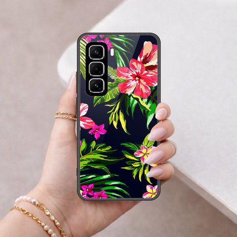 Infinix Hot 50 Pro Plus Cover - Floral Series - HQ Ultra Shine Premium Infinity Glass Soft Silicon Borders Case