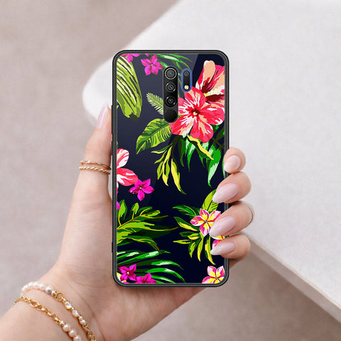 Xiaomi Redmi 9 Cover - Floral Series - HQ Ultra Shine Premium Infinity Glass Soft Silicon Borders Case