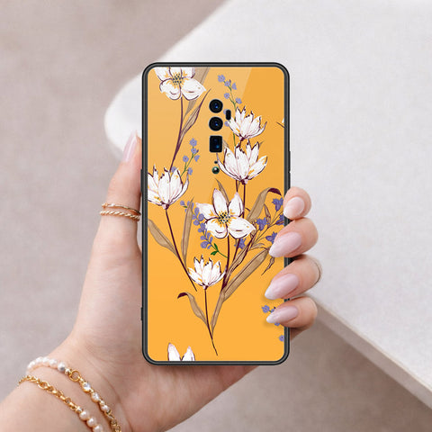 Oppo Reno 10x Zoom Cover - Floral Series - HQ Ultra Shine Premium Infinity Glass Soft Silicon Borders Case