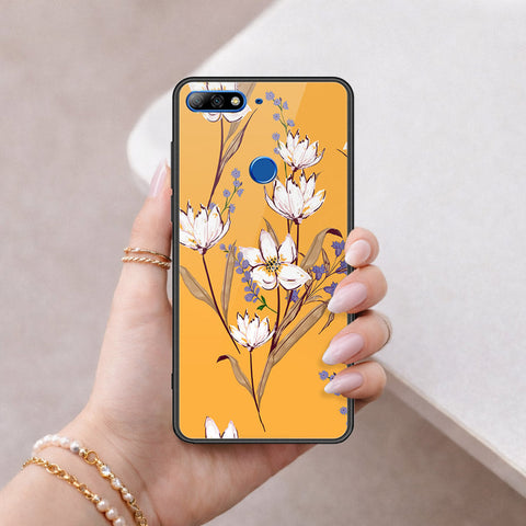 Huawei Y7 Prime 2018 Cover - Floral Series - HQ Ultra Shine Premium Infinity Glass Soft Silicon Borders Case