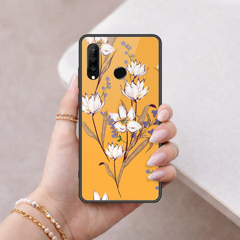 Huawei P30 lite Cover - Floral Series - HQ Ultra Shine Premium Infinity Glass Soft Silicon Borders Case