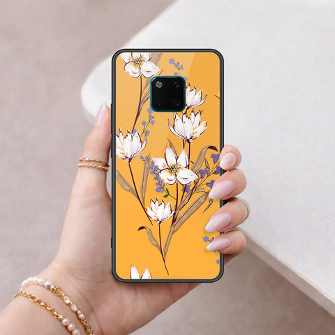 Huawei Mate 20 Pro Cover - Floral Series - HQ Ultra Shine Premium Infinity Glass Soft Silicon Borders Case