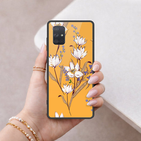 Samsung Galaxy A71 Cover - Floral Series - HQ Ultra Shine Premium Infinity Glass Soft Silicon Borders Case