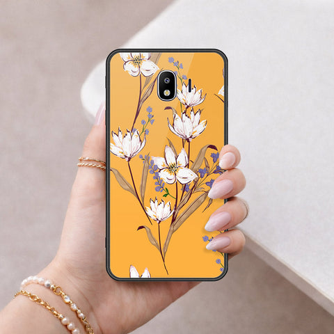 Samsung Galaxy J4 2018 Cover - Floral Series - HQ Ultra Shine Premium Infinity Glass Soft Silicon Borders Case