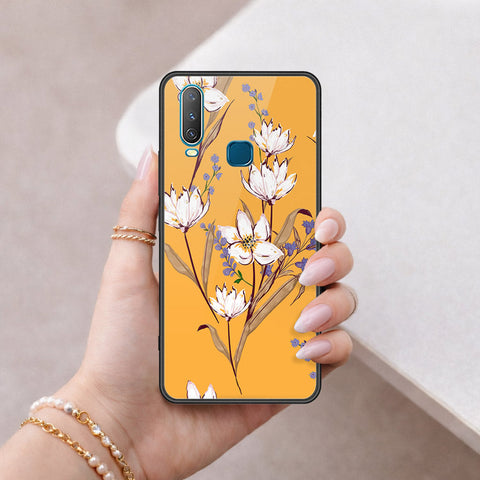 Vivo Y12 Cover - Floral Series - HQ Ultra Shine Premium Infinity Glass Soft Silicon Borders Case