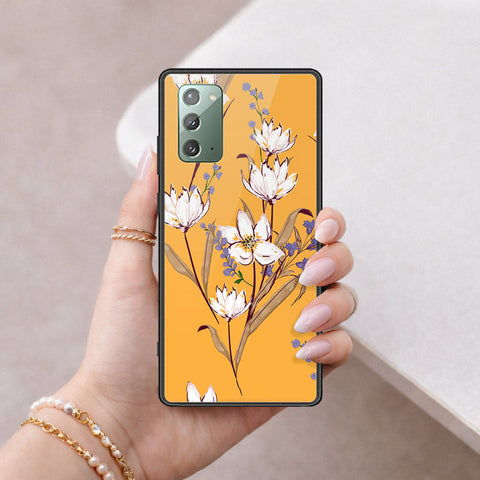 Samsung Galaxy Note 20 Cover - Floral Series - HQ Ultra Shine Premium Infinity Glass Soft Silicon Borders Case
