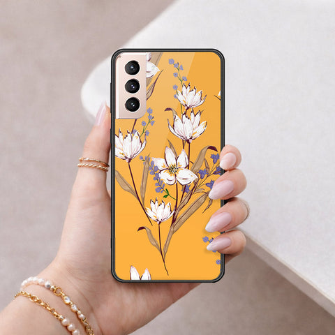 Samsung Galaxy S21 5G Cover - Floral Series - HQ Ultra Shine Premium Infinity Glass Soft Silicon Borders Case