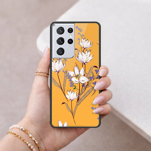 Samsung Galaxy S21 Ultra 5G Cover - Floral Series - HQ Ultra Shine Premium Infinity Glass Soft Silicon Borders Case