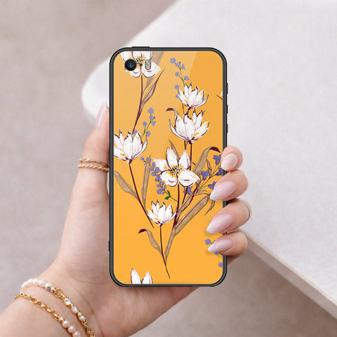 iPhone 5 Cover - Floral Series - HQ Ultra Shine Premium Infinity Glass Soft Silicon Borders Case