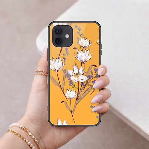 iPhone 12 - Floral Series - HQ Ultra Shine Premium Infinity Glass Soft Silicon Borders Case