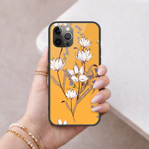 iPhone 12 Pro - Floral Series - HQ Ultra Shine Premium Infinity Glass Soft Silicon Borders Case