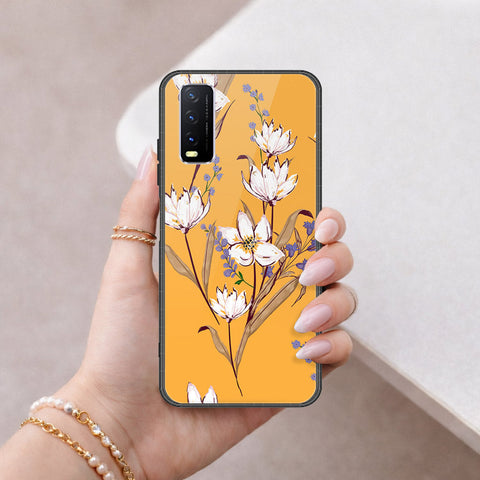 Vivo Y20 Cover - Floral Series - HQ Ultra Shine Premium Infinity Glass Soft Silicon Borders Case
