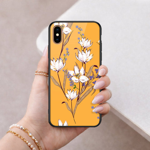 iPhone XS Max - Floral Series - HQ Ultra Shine Premium Infinity Glass Soft Silicon Borders Case