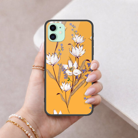 iPhone 11 - Floral Series - HQ Ultra Shine Premium Infinity Glass Soft Silicon Borders Case