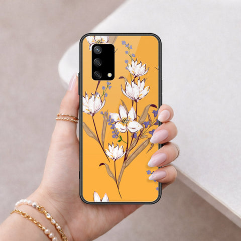 Oppo F19 Cover - Floral Series - HQ Ultra Shine Premium Infinity Glass Soft Silicon Borders Case