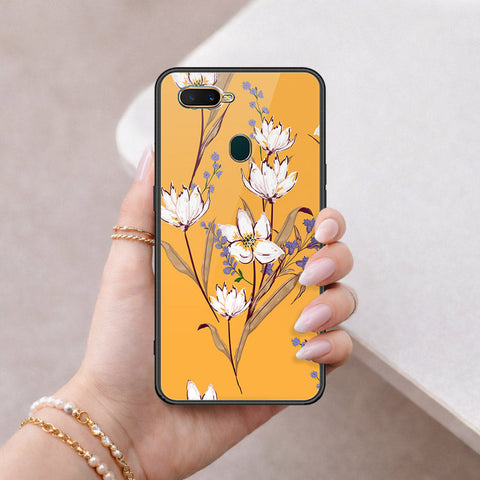 Oppo A7 Cover - Floral Series - HQ Ultra Shine Premium Infinity Glass Soft Silicon Borders Case