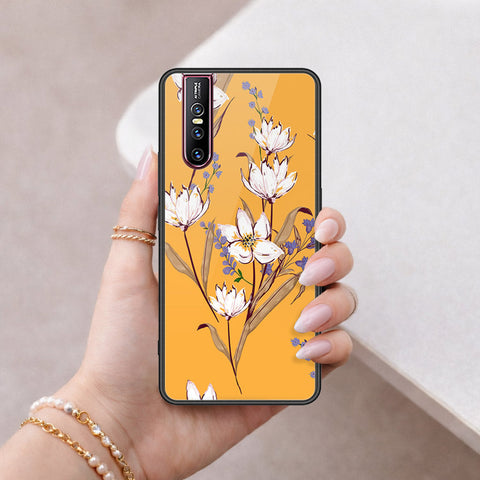 Vivo V15 Pro Cover - Floral Series - HQ Ultra Shine Premium Infinity Glass Soft Silicon Borders Case