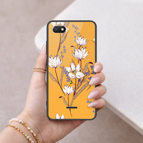 Xiaomi Redmi 6A Cover - Floral Series - HQ Ultra Shine Premium Infinity Glass Soft Silicon Borders Case