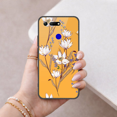 Huawei Honor View 20 Cover - Floral Series - HQ Ultra Shine Premium Infinity Glass Soft Silicon Borders Case