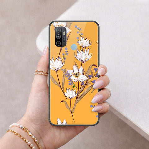 Oppo A53 Cover - Floral Series - HQ Ultra Shine Premium Infinity Glass Soft Silicon Borders Case